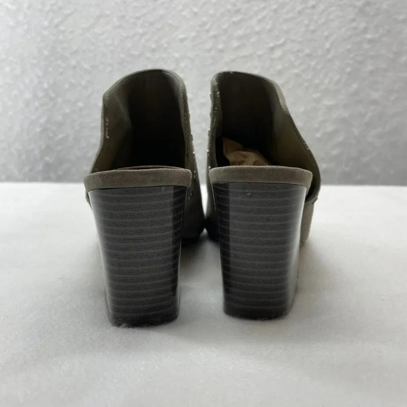 Marc Fisher Block Heel Women's Sz 8M Taupe Dalilah Studded Slip On Mule Open Toe - Picture 4 of 10